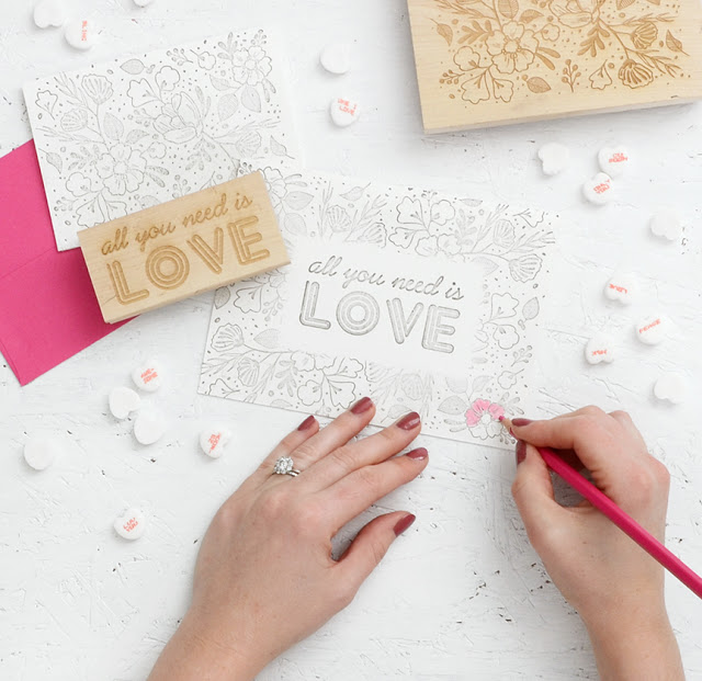 DIY Color-In Valentine's Day Cards /// By Design Fixation