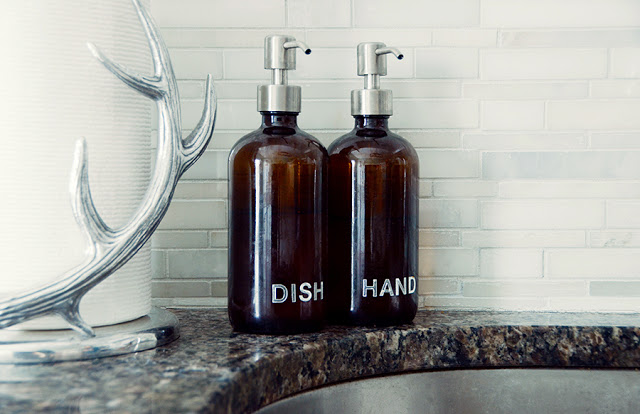 Easy DIY Labeled Soap Dispensers /// By Faith Towers Provencher of Design Fixation
