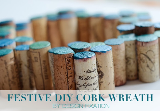 Easy DIY Painted Cork Wreath /// By Design Fixation