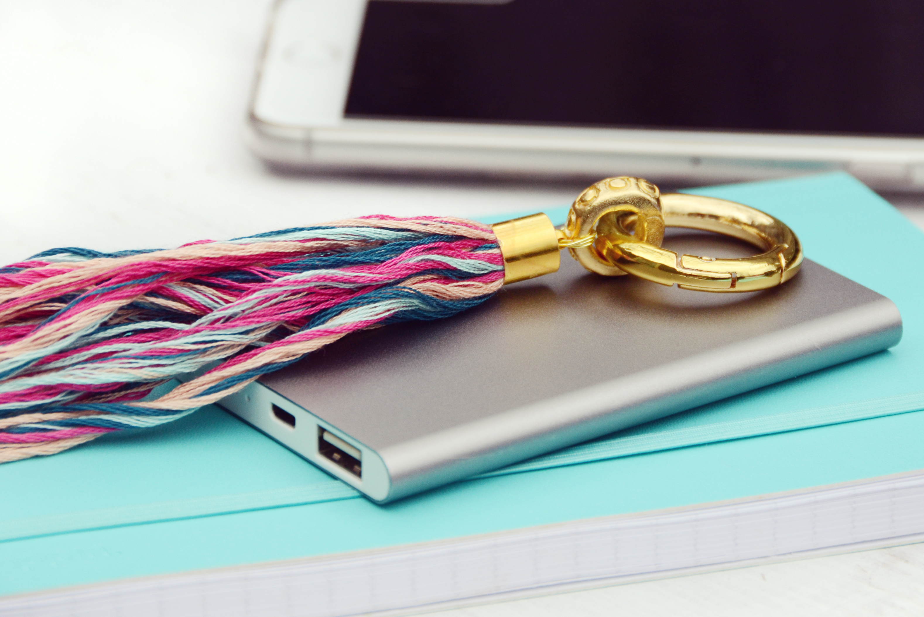 Easy DIY Phone Charging Cable Tassel | A Colorful Craft Project by Faith Towers Provencher of Design Fixation