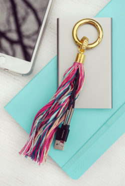 Easy DIY Phone Charging Cable Tassel | Colorful Crafts by Design Fixation