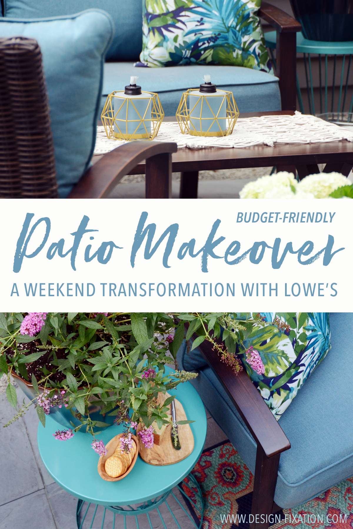 Our Budget Patio Makeover: From Patchy Grass To Chic Retreat /// By Design Fixation #patio #decor #backyard