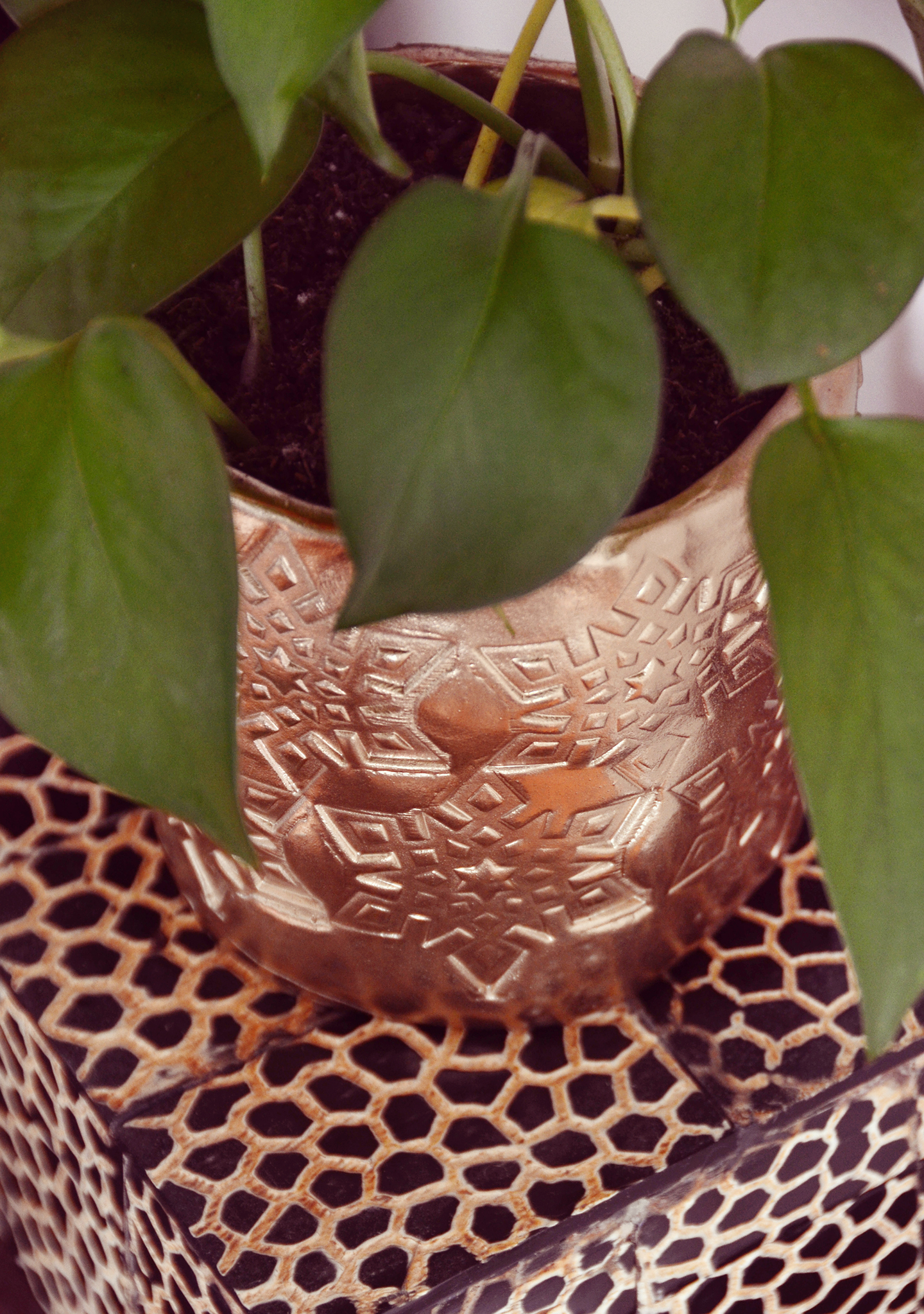 Easy DIY Rubber Stamped Clay Planter /// By Design Fixation #diy #rubberstamps #clay #planter
