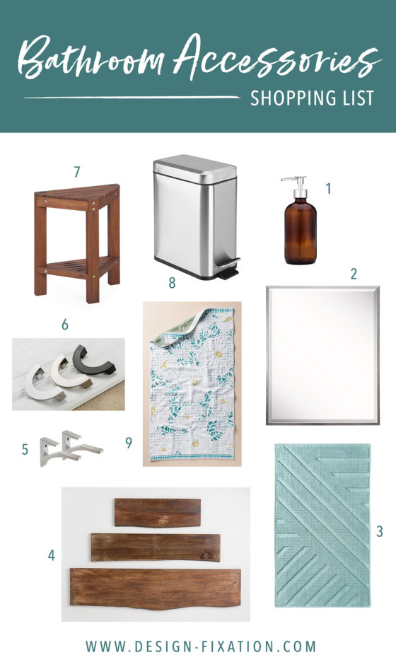 One Room Challenge: Bathroom Accessories Shopping List (+ Major Progress!) /// By Design Fixation #diy #bathroom #decor