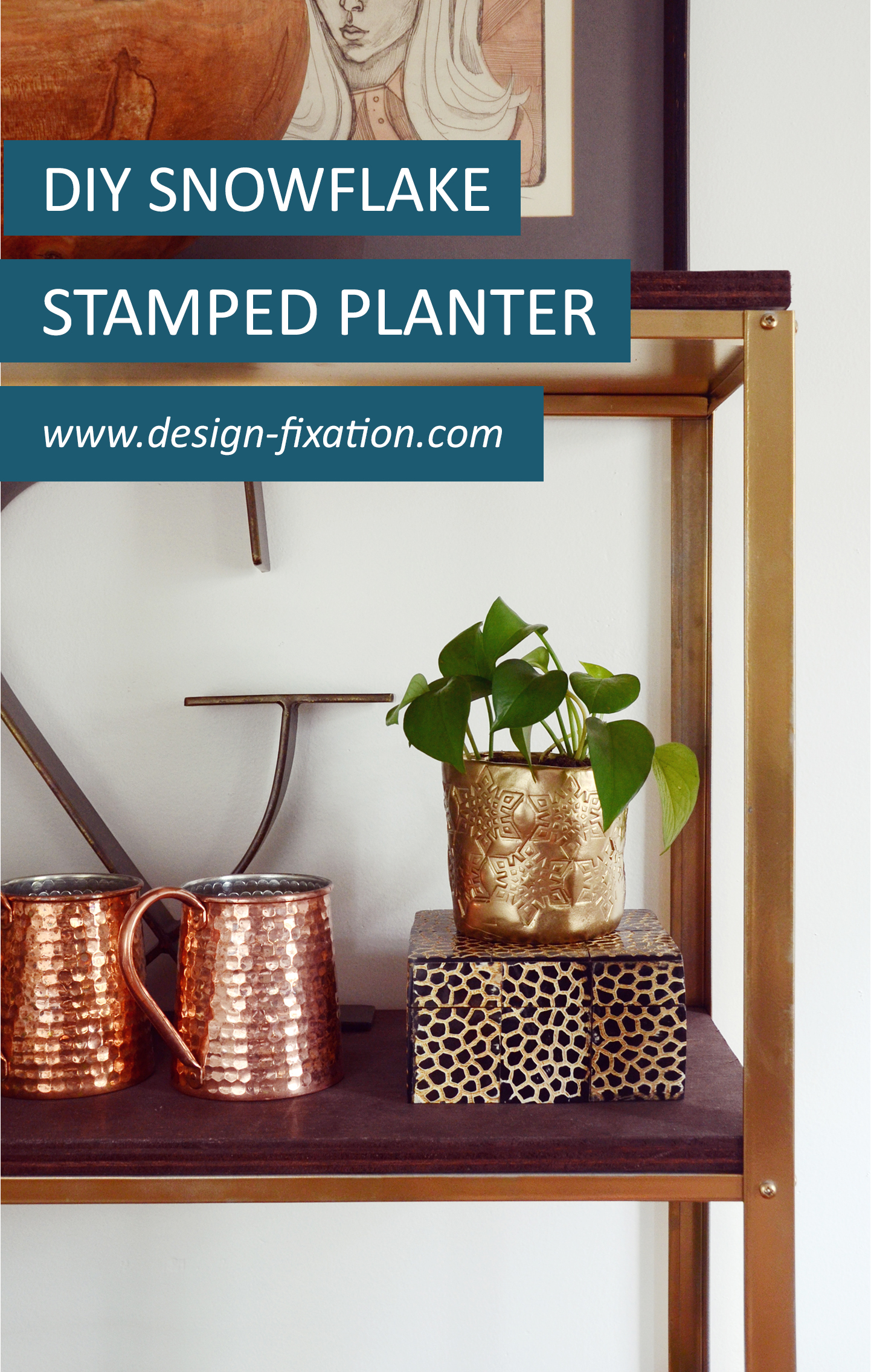 Easy DIY Rubber Stamped Clay Planter /// By Design Fixation #diy #rubberstamps #clay #planter