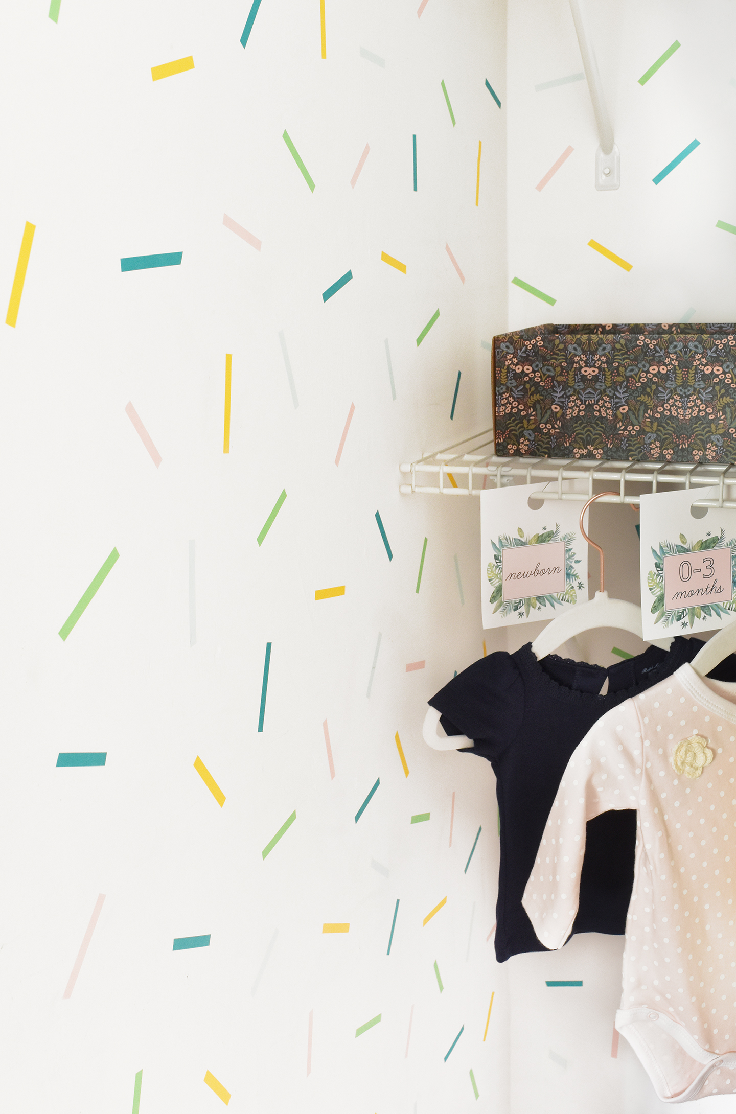 Make Your Own Easy DIY Confetti Washi Tape Wall | It's a cheap, colorful and easy project that's great for closets, accent walls and photo backdrops (it's perfect for renters too!) /// By Design Fixation #accent #wall #nursery