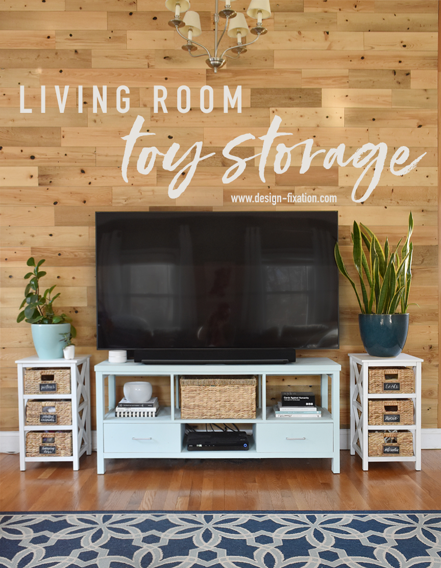 Attractive Living Room Toy Storage IS POSSIBLE! /// By Design Fixation #kids #organization #decor