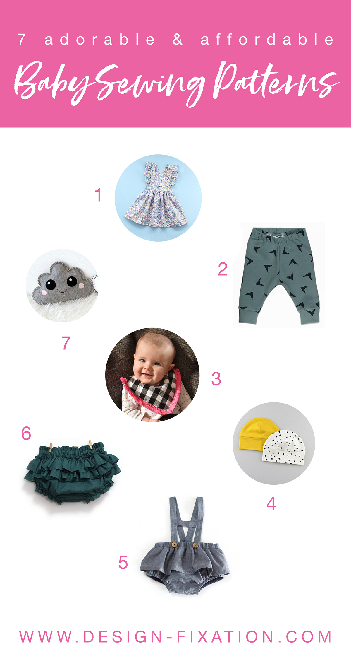 7 Adorable Baby Sewing Patterns /// By Design Fixation #baby_shower_gifts #sewing_pattern #baby_bib