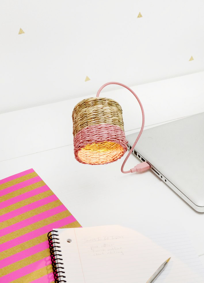 USB task light with a basket lampshade! 10 Best IKEA Hack Ideas For Every Room In Your Home /// By Faith Towers Provencher of Design Fixation #diy #home #decor #furniture
