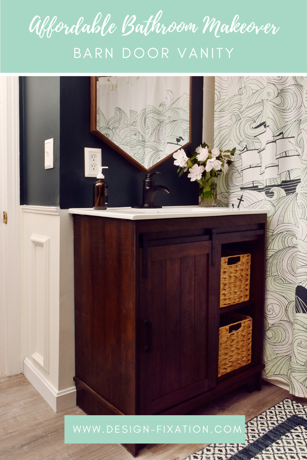 Affordable Bathroom Makeover... Barn Door Vanity For The Win! /// By Design Fixation #bathroom #makeover #refresh #vanity #barn_door