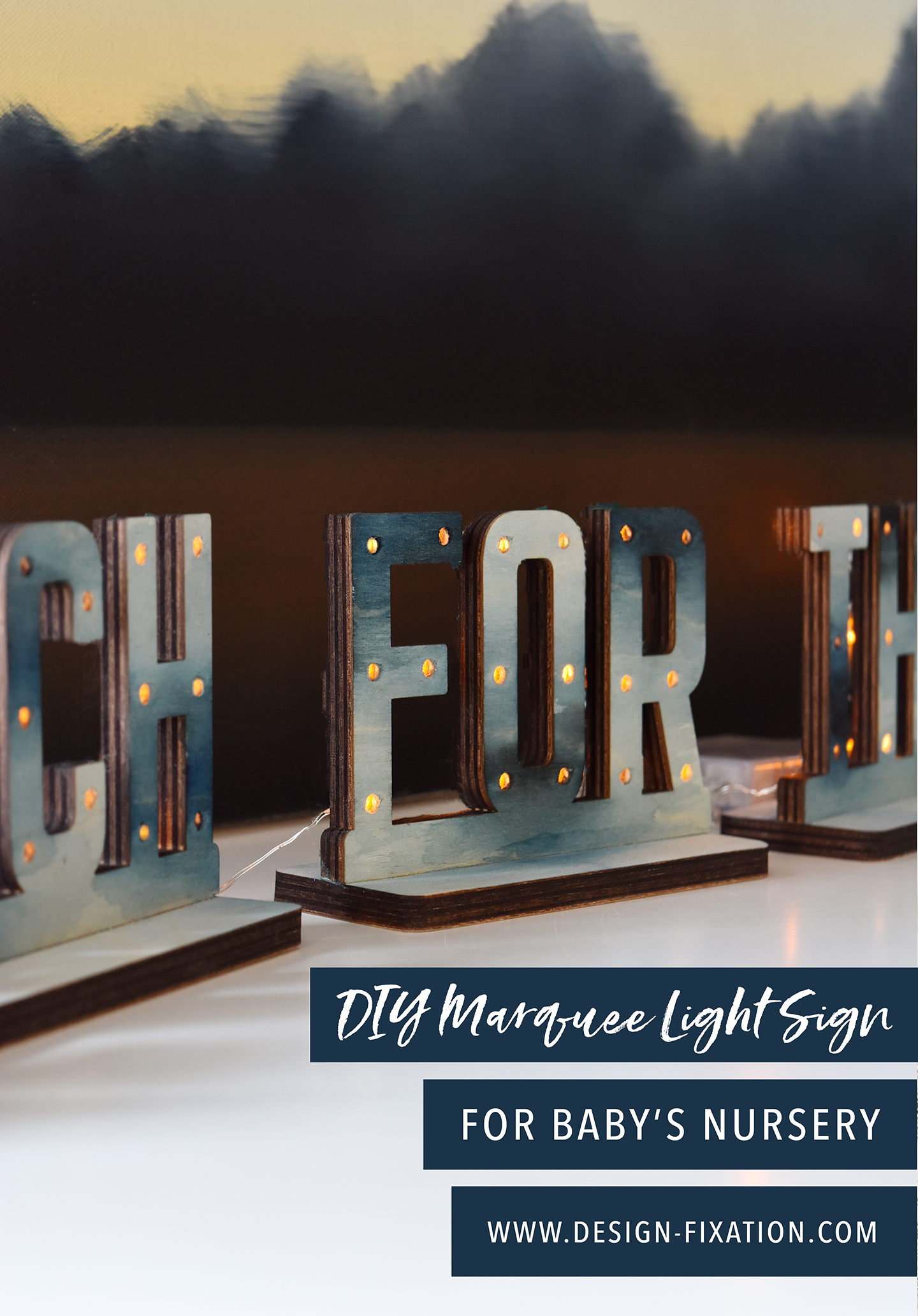 DIY Marquee Light Quote Sign /// By Design Fixation #wall_art #marquee #fairy #lights 
